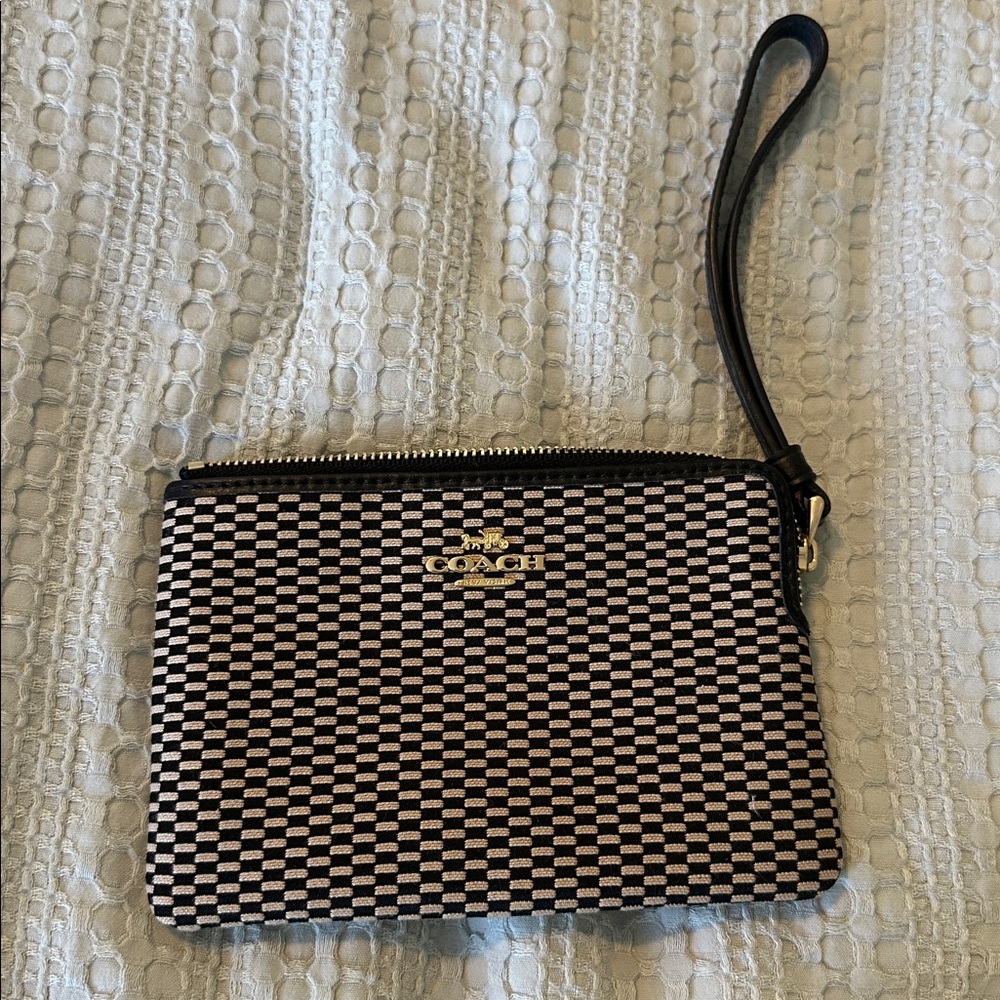 Coach Black and Tan Checkered Mini Bag